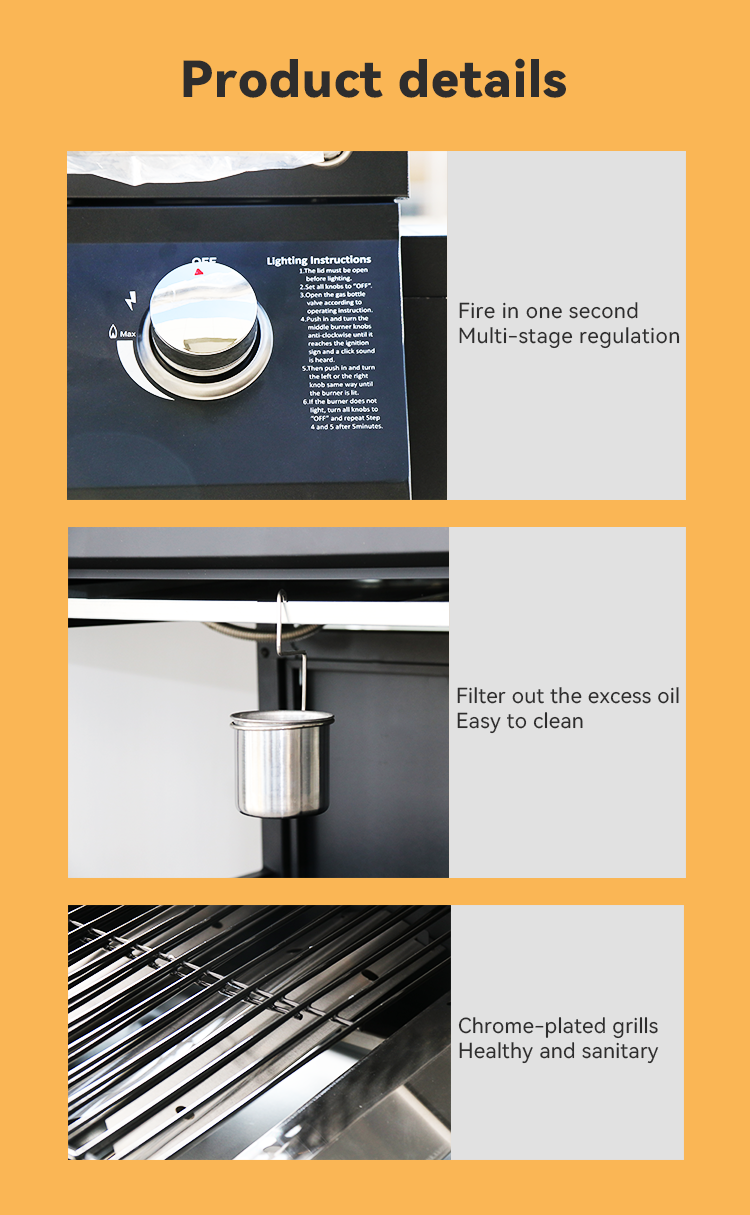 55*46.5*41cm Portable Gas BBQ Grill Outdoor Kitchen with Steel Metal Type Gas Grill