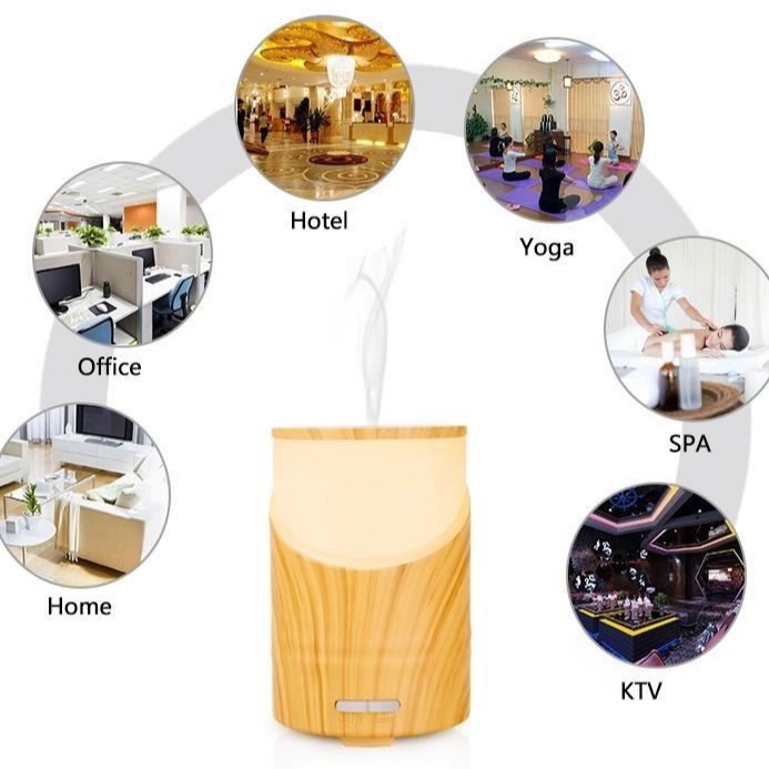 160ML Wood Grain Ultrasonic Atomizer Essential Oil Aroma Diffuser with Waterless Auto Shut-off
