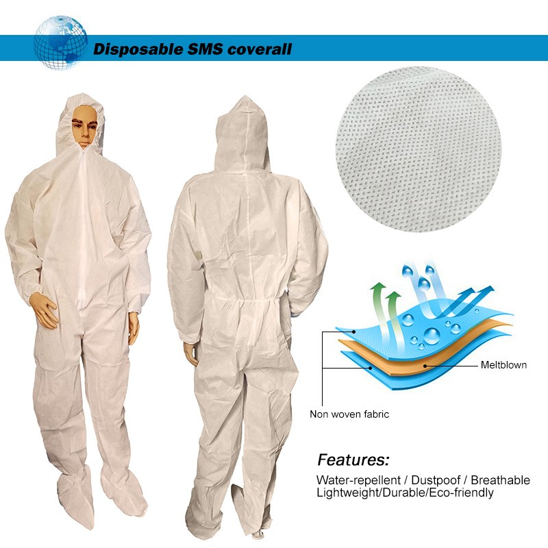 Sms Pp Microporous Disposable Protective Coveralls Antistatic Industrial Medical Use
