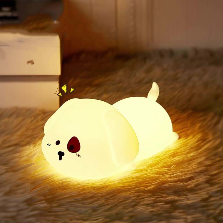 Night Light For Kids Cute Silicone Puppy Night Light With 2 Levels Of Brightness 7 Colors Kawaii Touch Lamp For Bedroom