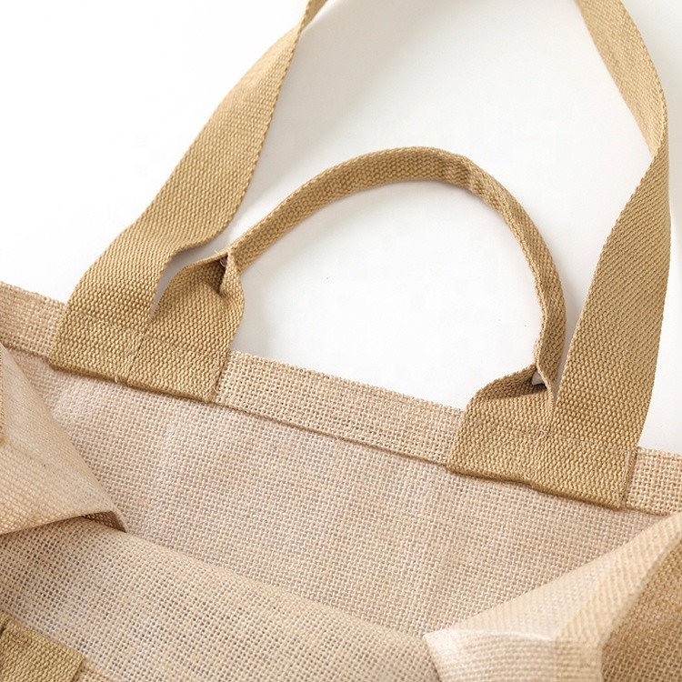 Large Organic Linen Printed Jute Bags Canvas Shopping Bags Tote