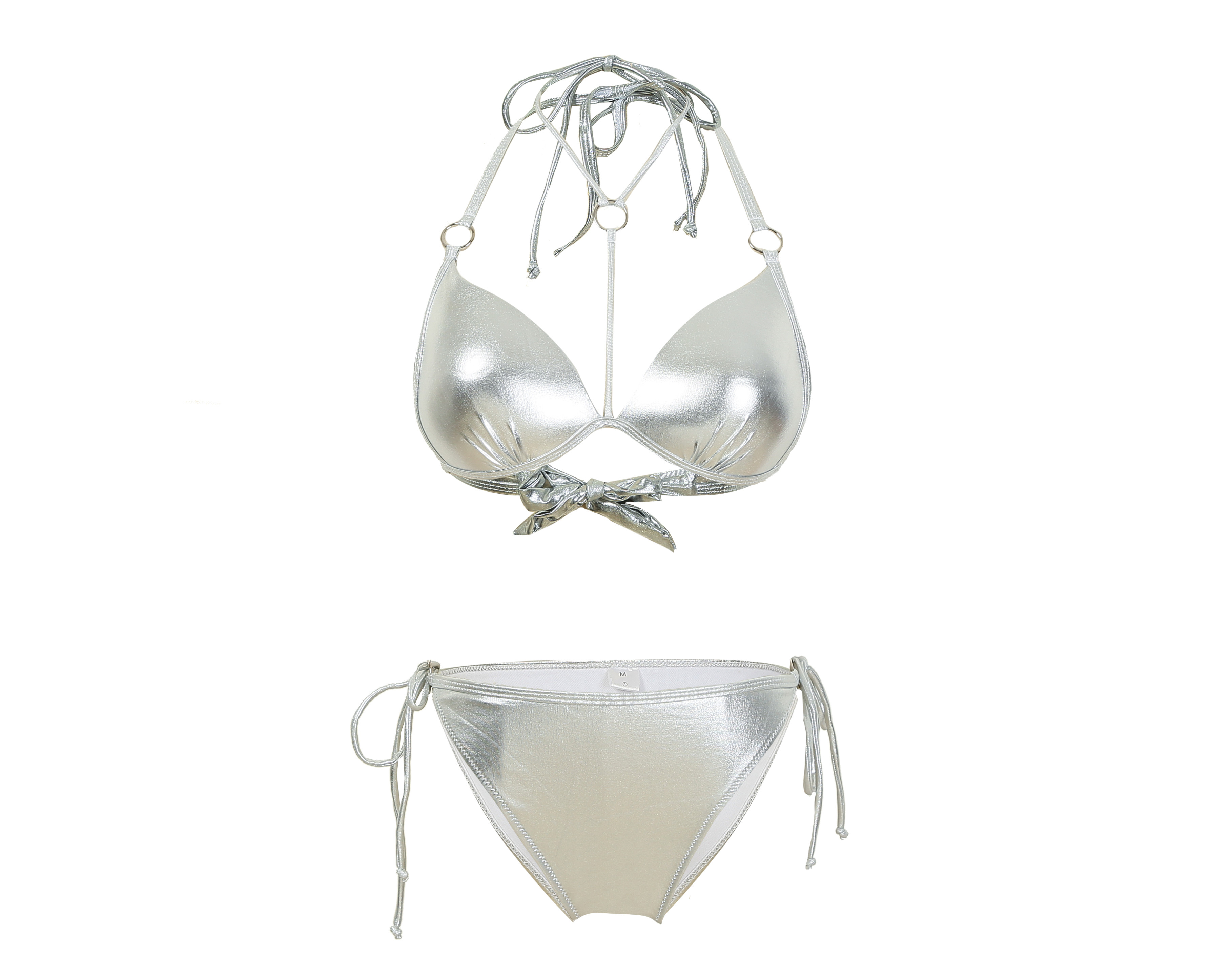 Tiered Layer Tie a Knot Front Top With Low waist Bikini swimsuit high cut
