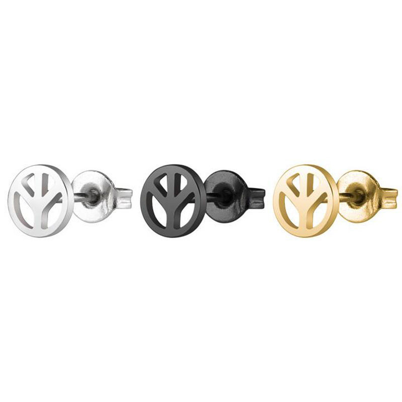 Fashion Gold Silver Black Fancy Stainless Steel Stud Earrings