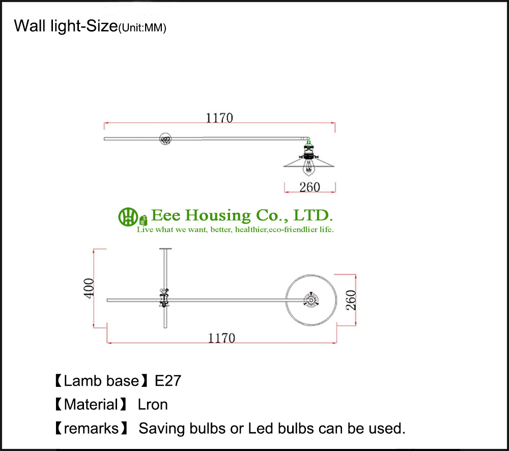 wall Lamp antique retro adjustable flexible wall light Led with Edison led bulb light bulb interior wall led light