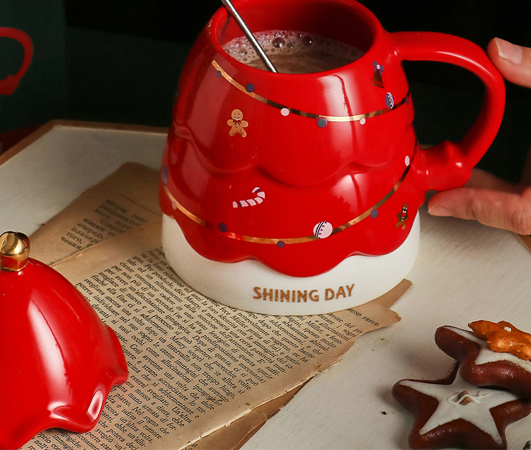 Christmas tree creative water sublimation cup ceramic mug coffee high-value couple sublimation cup