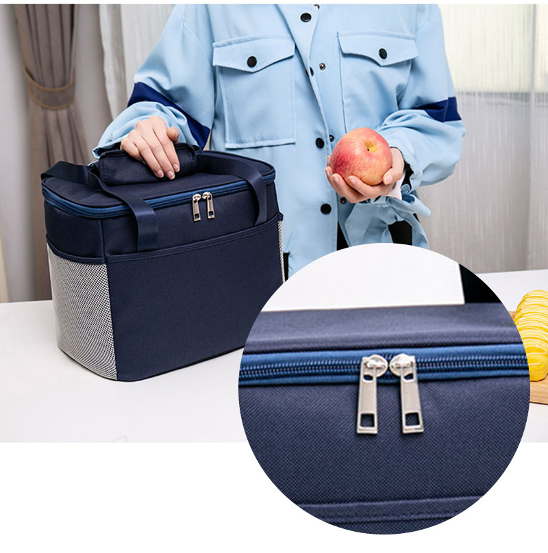 Double Zipper Polyester 22CM Depth Insulated Lunch Cooler Bags