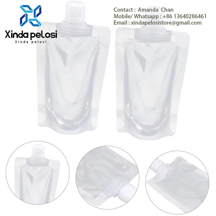 Suction Nozzle Plastic Spout Pouch Bag For Travel Portable Foldable Lotion Shampoo Packaging