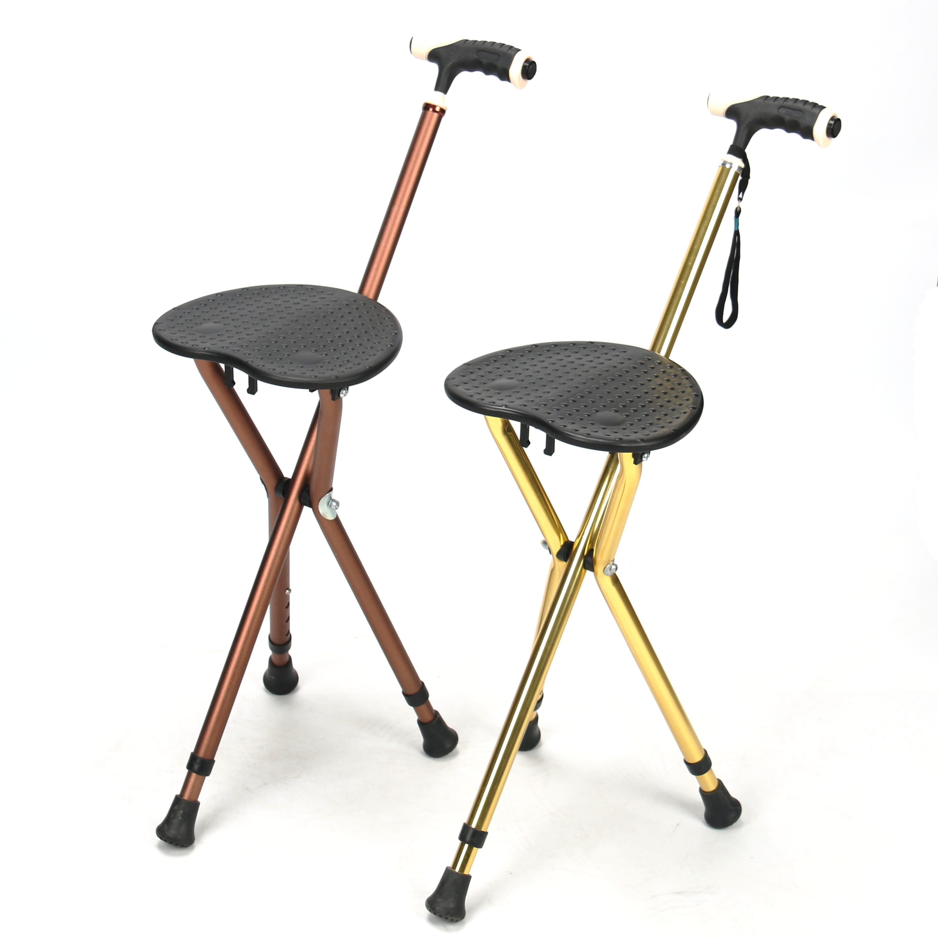 88cm Walking Aid Walker Flashlight Handle Four Feet Aluminum Frame Steel Stand Crutches