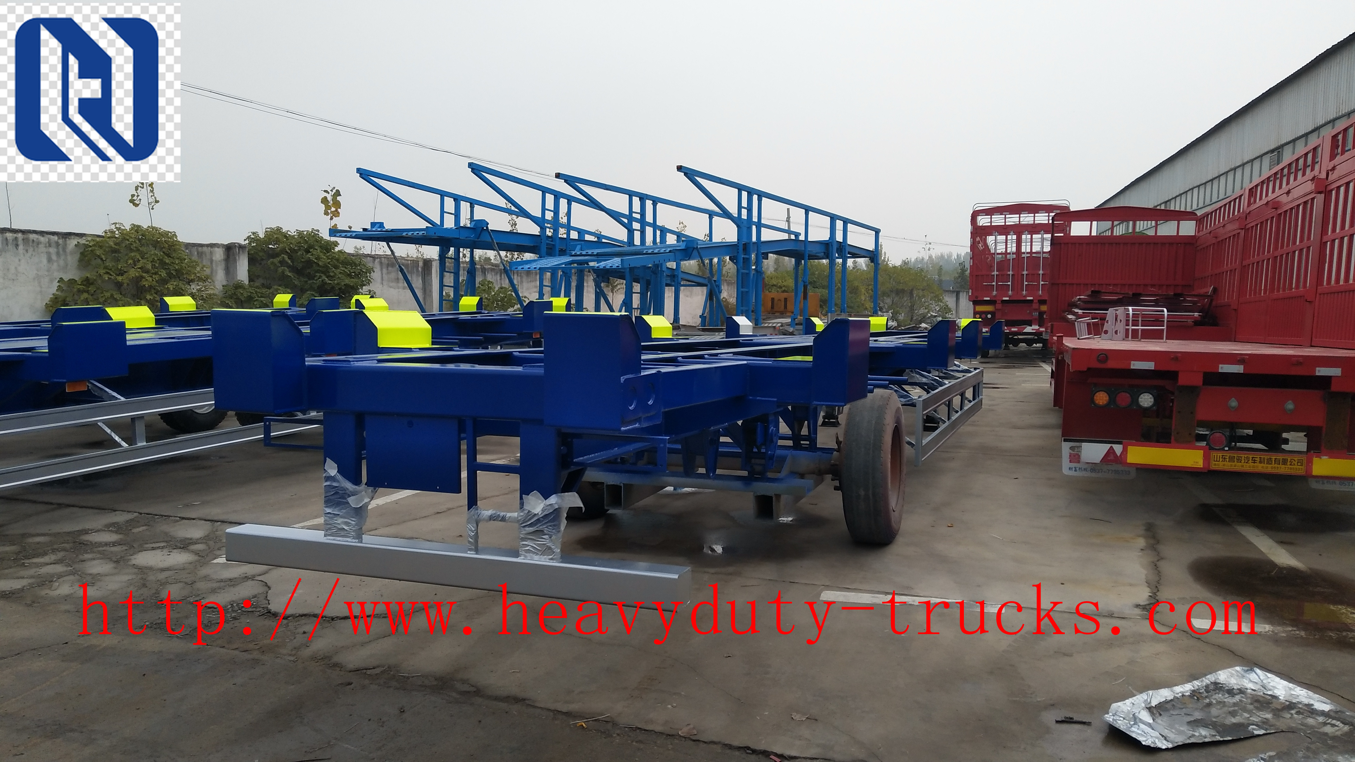 Sino Truk Double Containers Semi Trailer Trucks , Red Diesel Truck Trailer