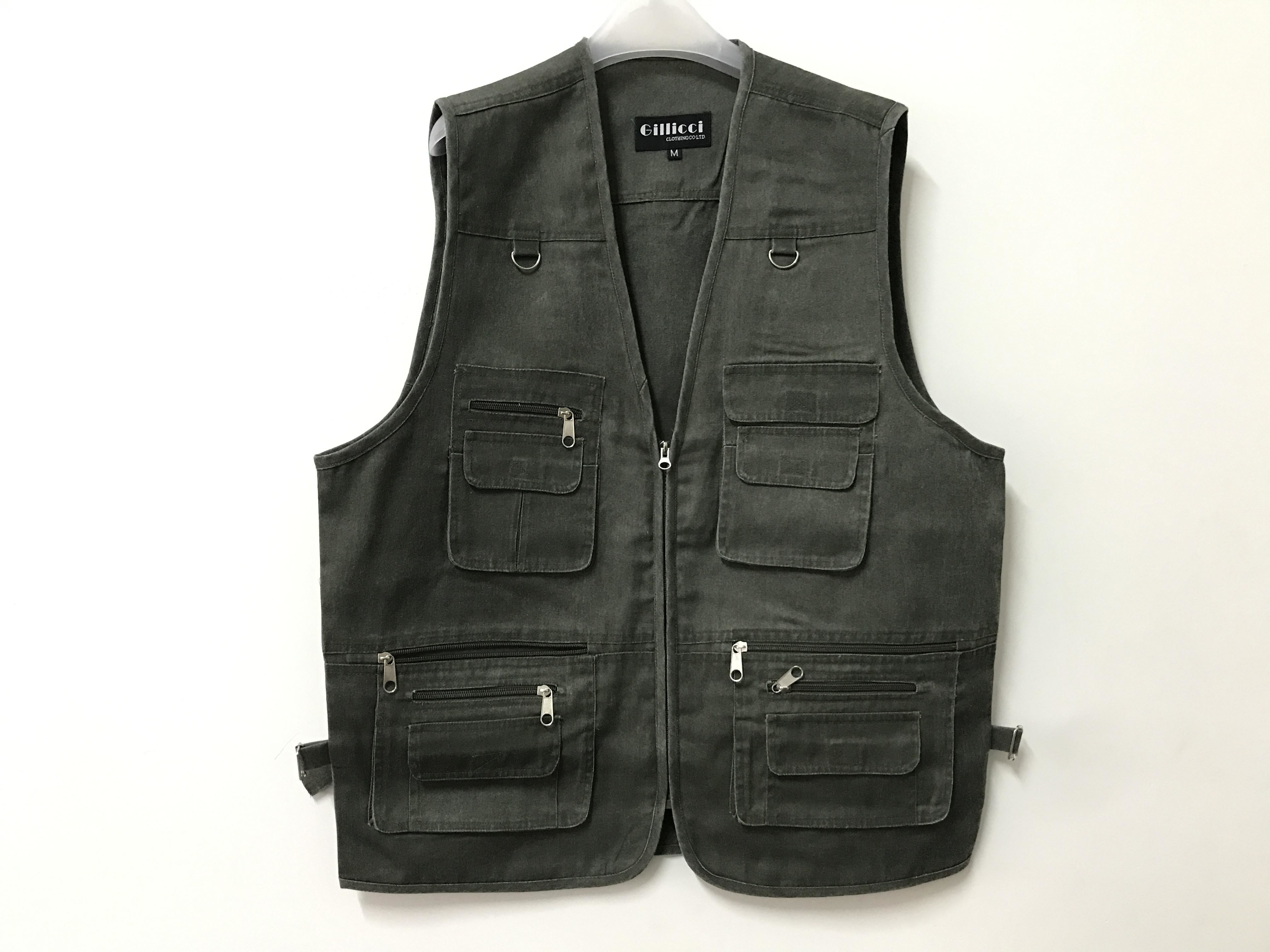 Mens classic vest，mens waist coat, vest in 100% polyester washed fabric, washed green colour, S-3XL