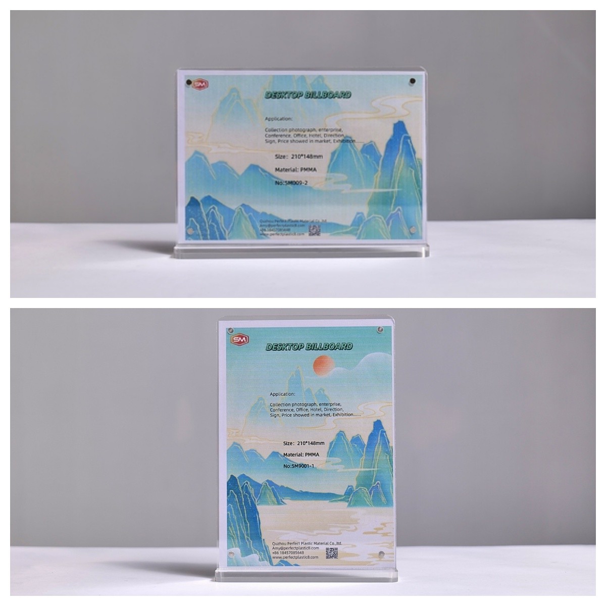 Plastic 8.5x11 5x7 T Shape Magnetic Acrylic Sign Holder for Tabletop