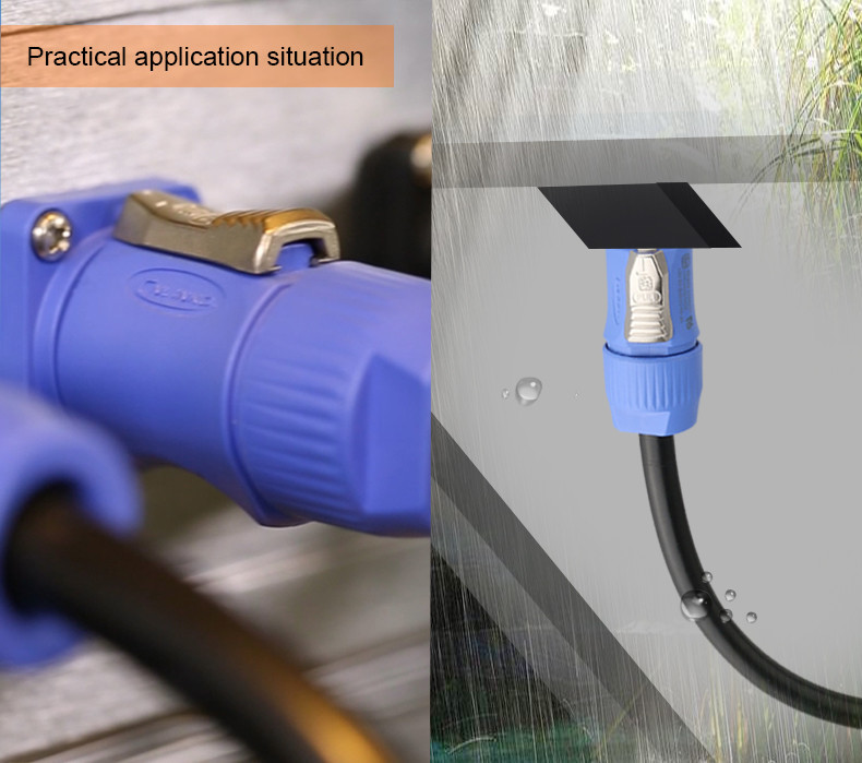 Quick Lock Circular Connectors Speaker Welding Cable, 3 Pin Powercon Clamping Wire Male Plug Female Socket IP65