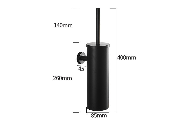 Commercial Round Black Wall Mounted Toilet Brush / Steel Brush Holder