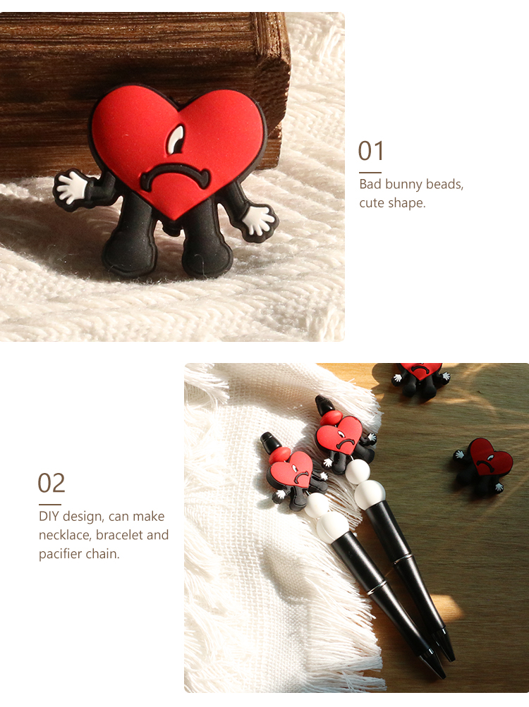 Bad Bunny Custom Silicone Focal Beads Food Grade Material For Pen Making