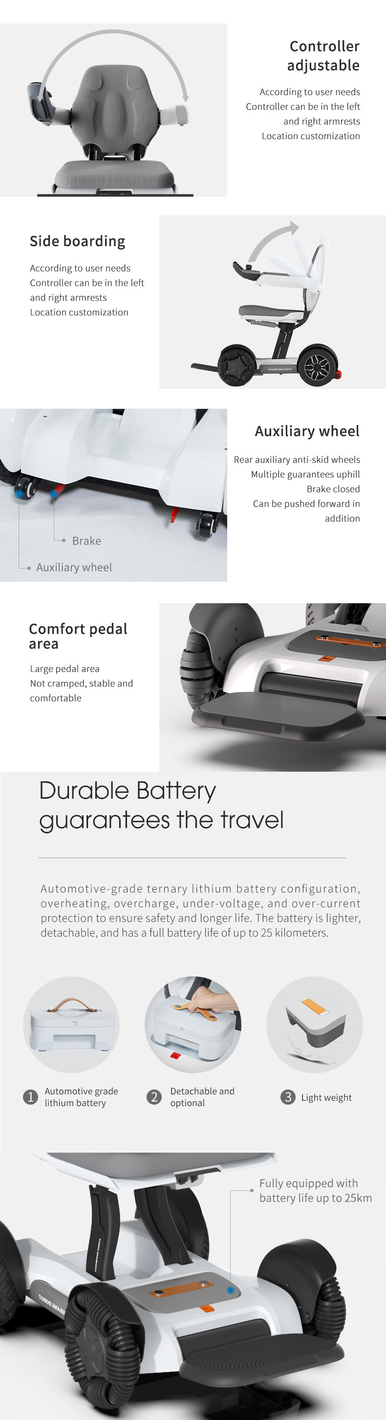 Aluminum Alloy Remote Control Electric Wheelchair Lithium Battery Lift Standing For Elderly