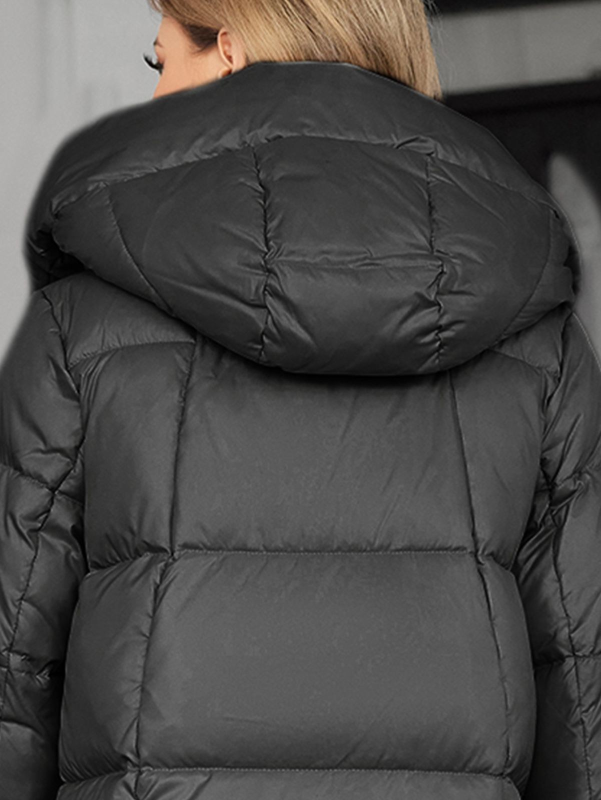 Detachable Lining Fashionable Thickened Down Jacket, long women coat,for cold winter, hooked,  machine washable, regular fit for daily wear