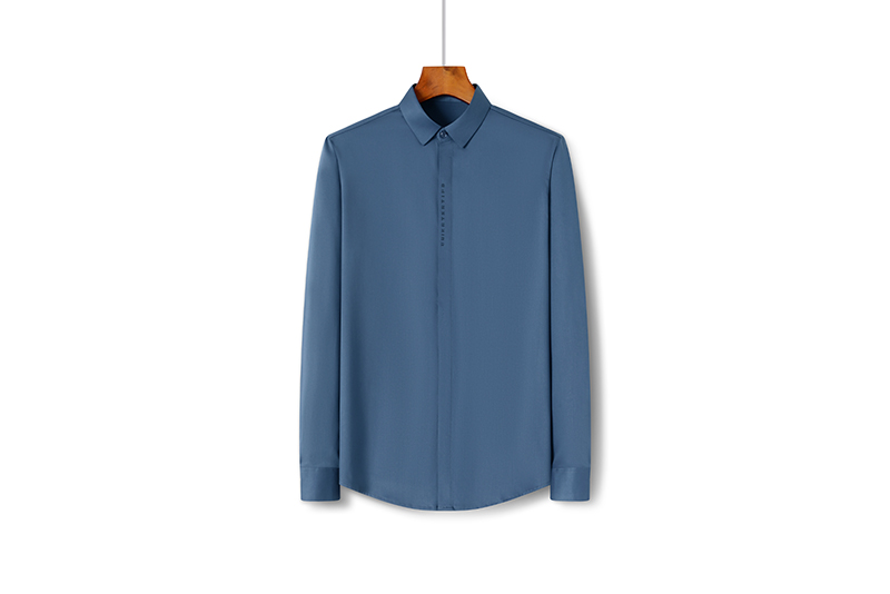 Stand Collar Mens Plain Shirts for Adult Leisure in Polyester Viscose Acrylic Classic