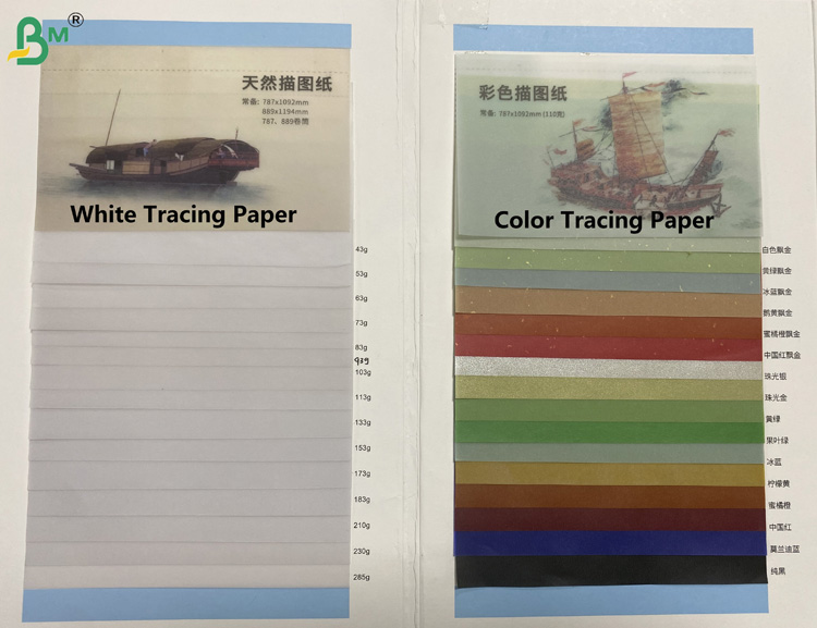 110gsm Color Tracing Paper 787mm By 1092mm Semi-Translucent Pearlized Gold Sliver Paper