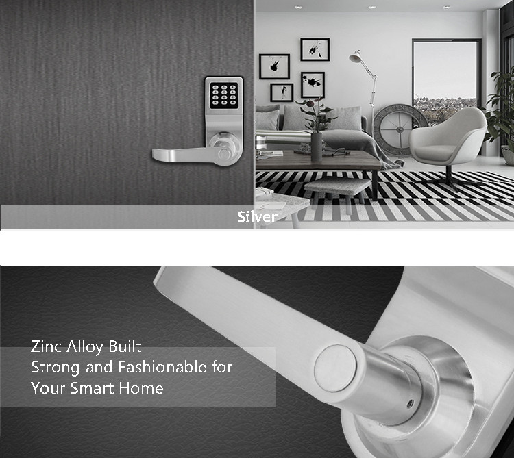 High Security Push Button Door Lock, Silver / Golden Electronic Key Entry System