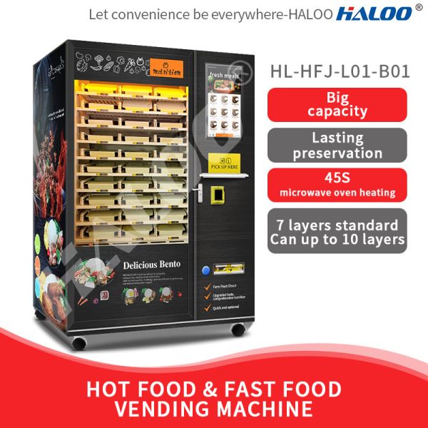 24h Self-Service Fully Automatic Hot Food Vending Machine With Microwave Heating