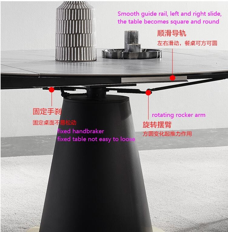 Metal Base Sintered Stone 75ch Height Oval Rotate Table
