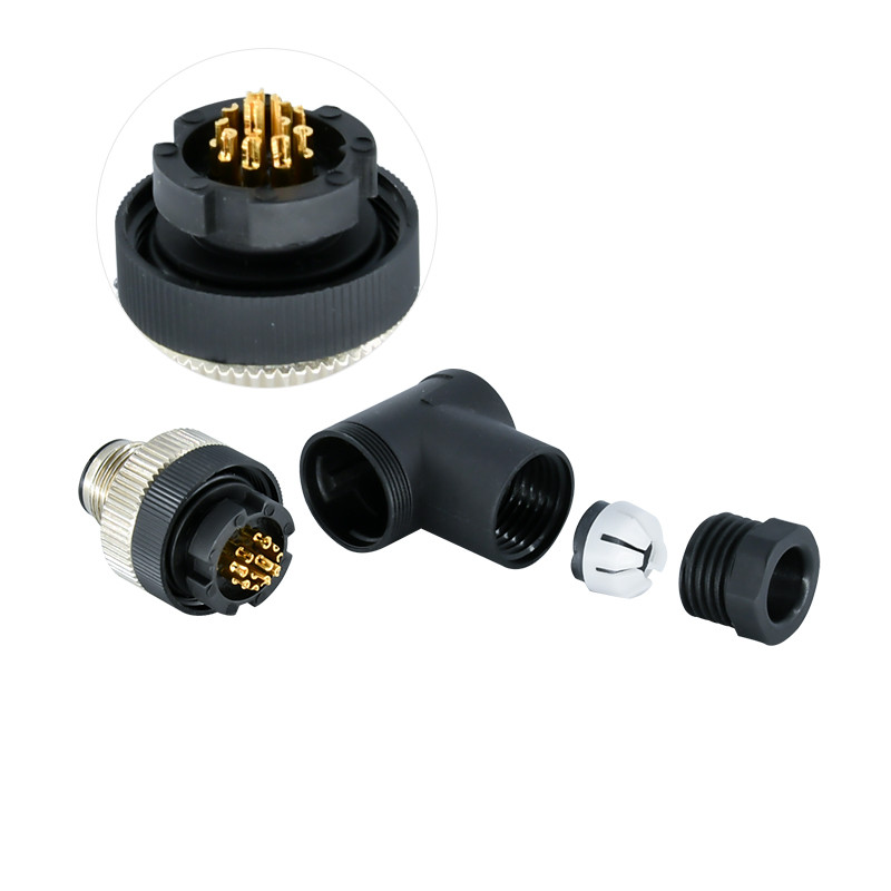 A B D Code 3 - 17 Pin M12 Connector Waterproof Male Female Plastic Metal Assembly