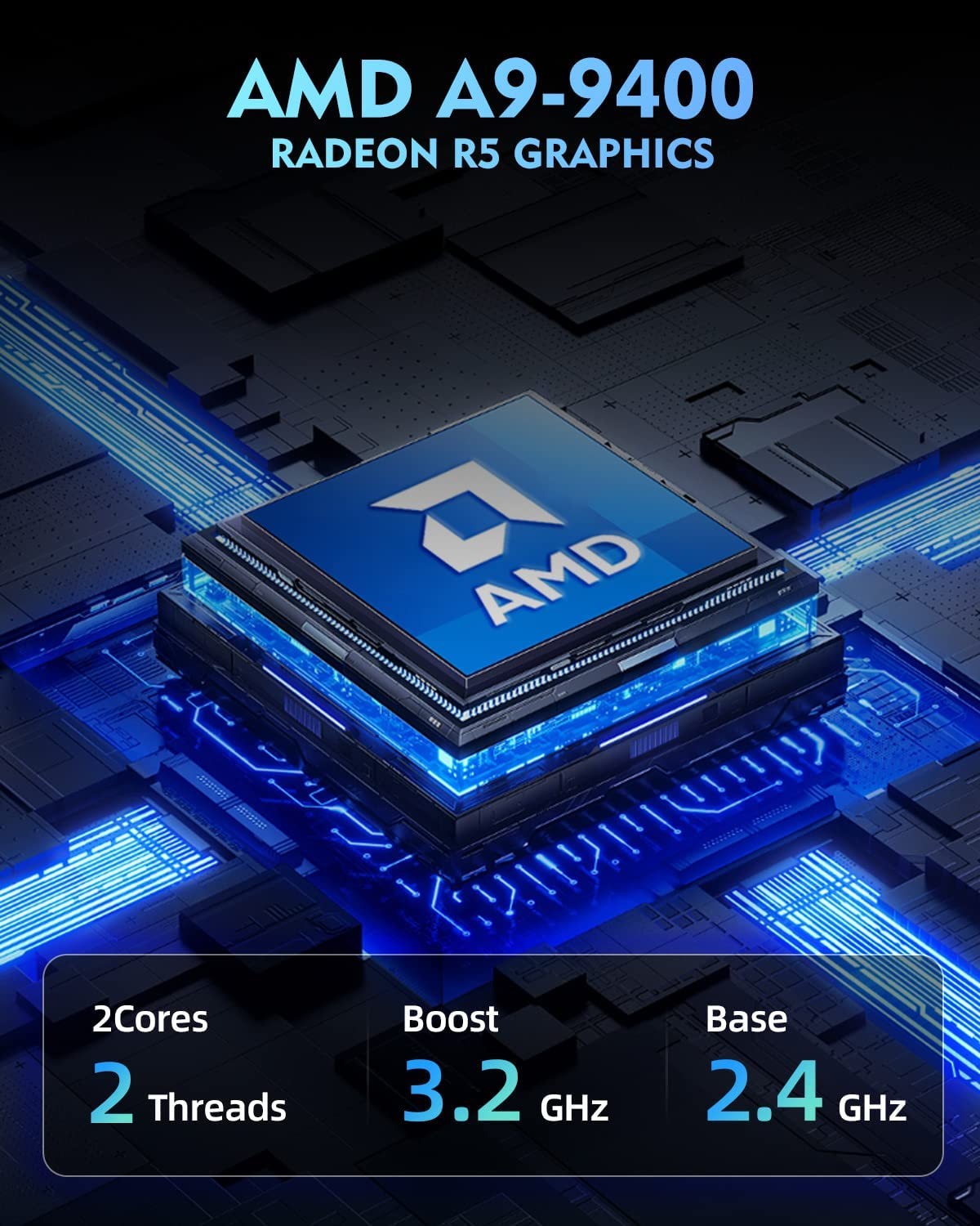 4K AMD Ryzen A9 9400 APU Linux Mini PC Ubuntu 8GB RAM 128GB SSD