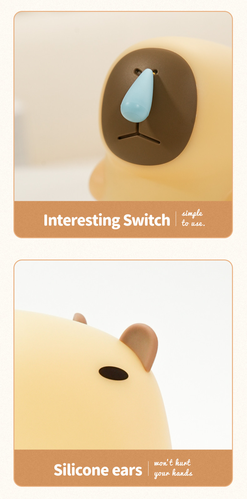 Cute Snottybara Table Lamp Animal Rechargeable Creative Cartoon Capybara Silicone Night Lamp