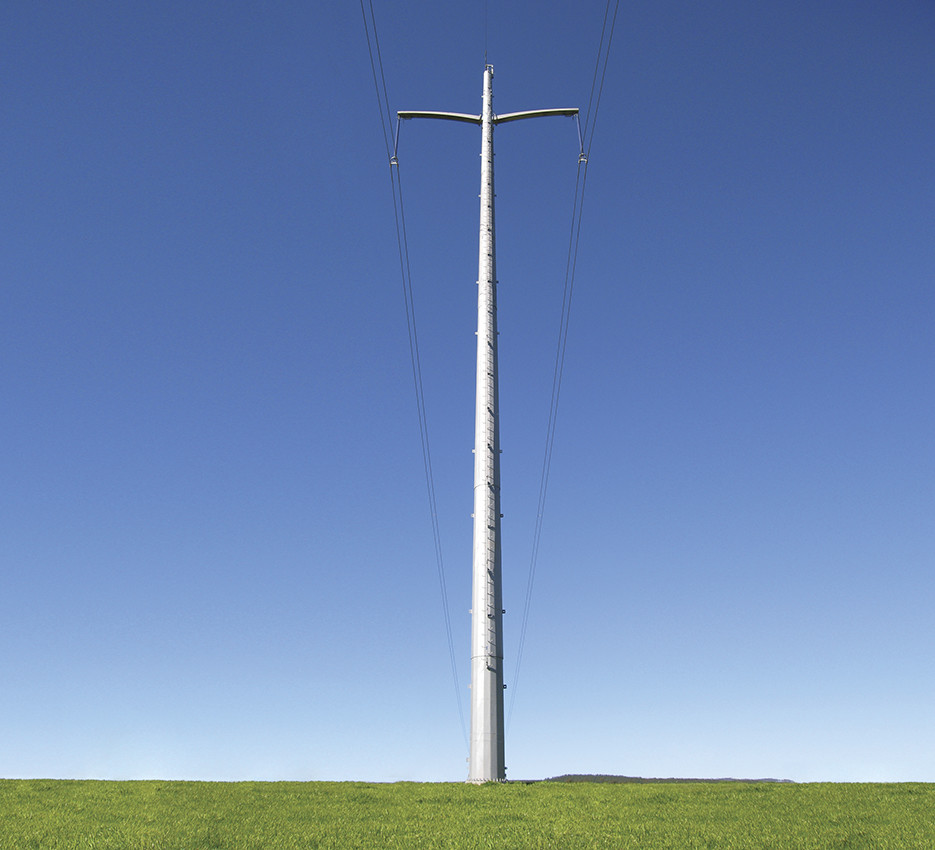 15M Hot Dip Galvanized Steel Transmission Pole Q345 Two Segments Overlap Type