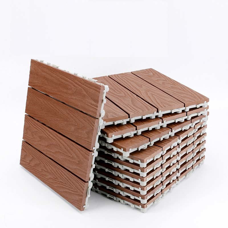 Outdoor Square Wood Deck Tiles Weather Resistant Interlocking Design