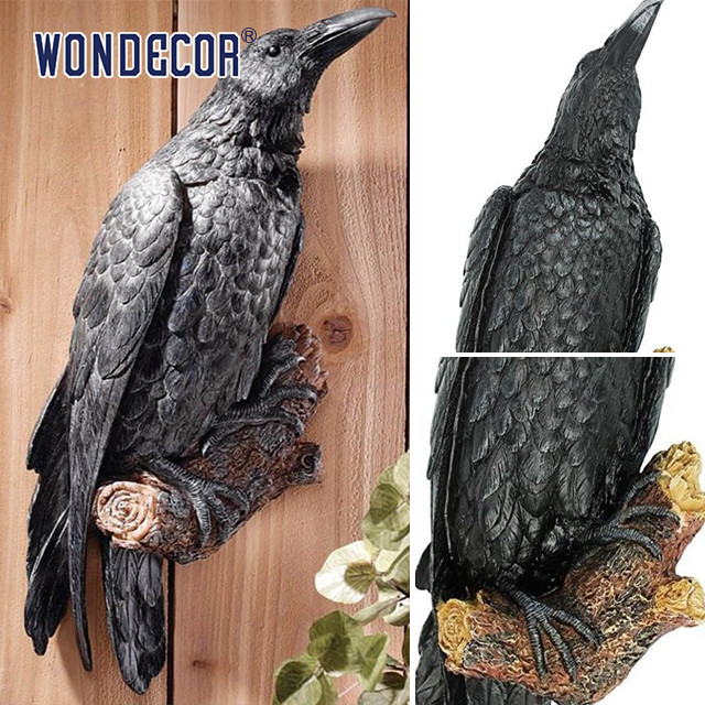 Weatherproof Crow Bird Metal Wall Art Smooth Texture
