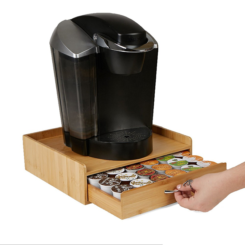 Sustainable Bamboo Coffee Capsule Tea Storage Boxes with Drawer Eco-Friendly Choice