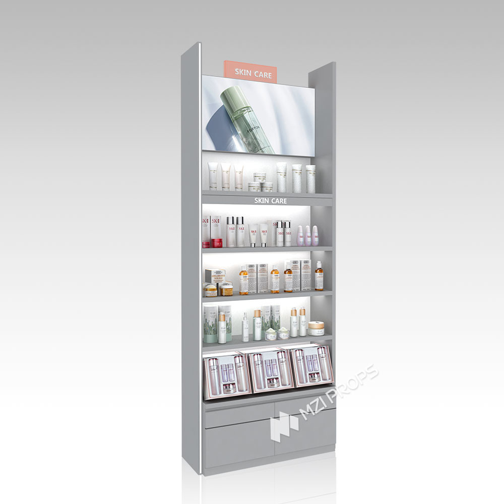 YHeS-P8 Adjustable Shelves Skincare Display Rack for Department Store Counters