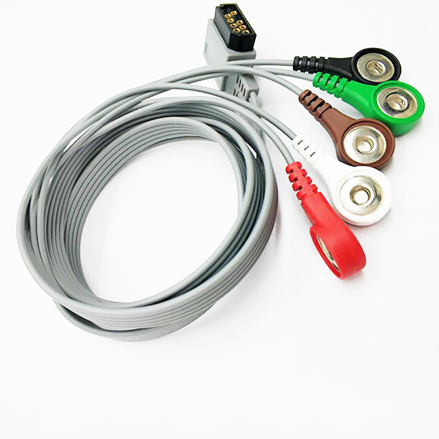 PH DigiTrak XT 5 Leads IEC/AHA Snap/Clip Holter ECG Cable CE/ISO13485