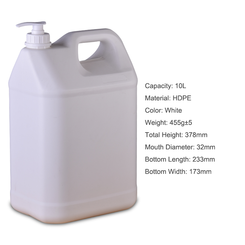 Plastic Jerry Can for Handwashing Fluid 1L 2L 3L 4L 5L 6L 10L White