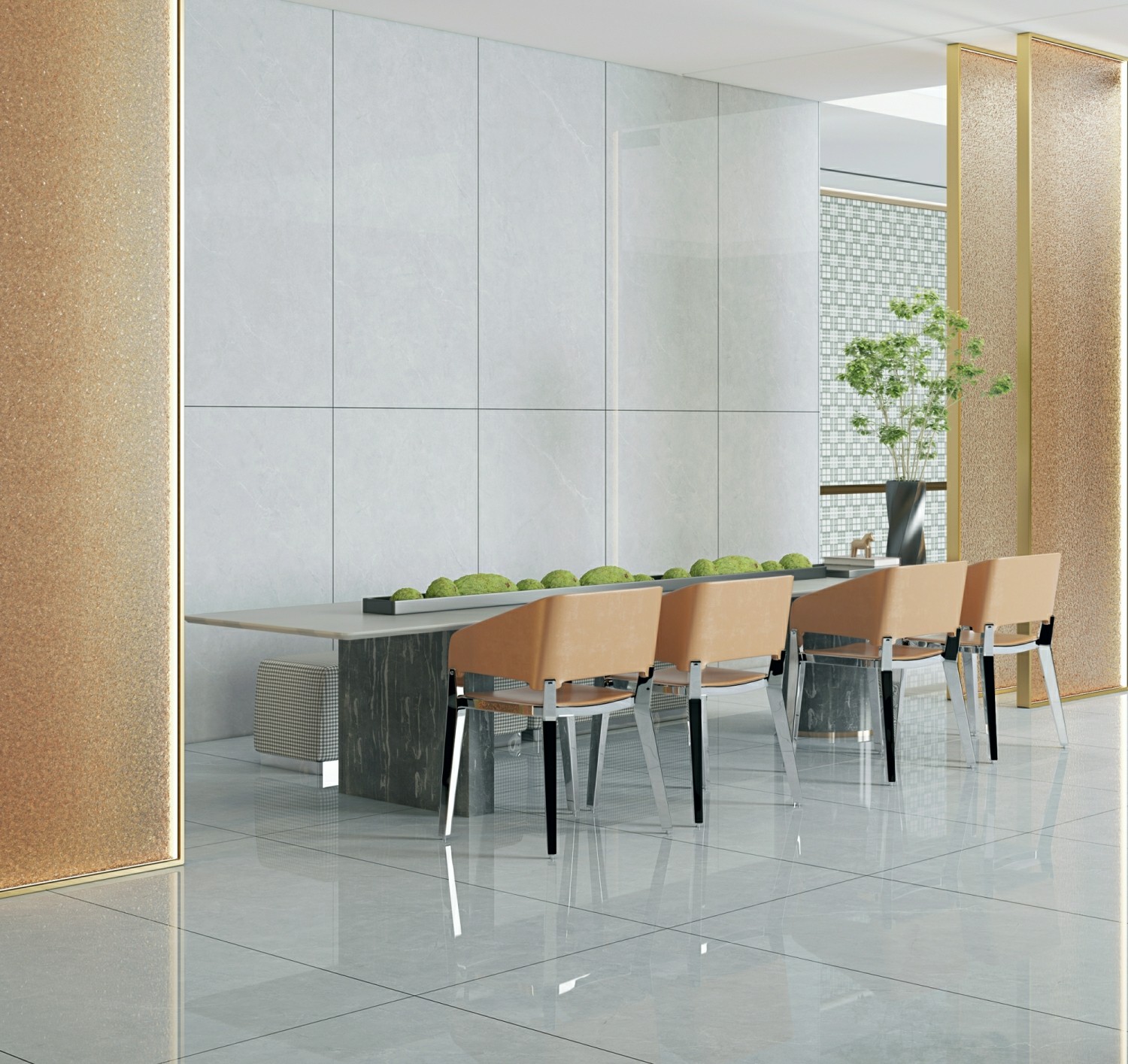 Wear-Resistant 900x1800x9mm Durable Interior Floor SGS Glazed Polished Porcelain Tile For Bedroom And Apartment