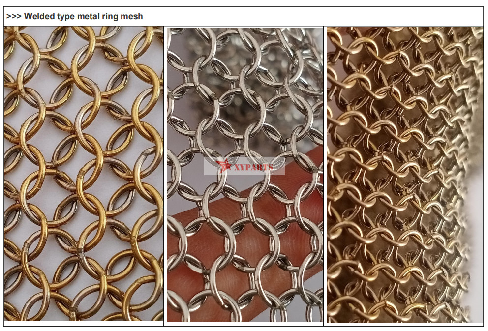 Welding Stainless Steel Chain Mail Wire Mesh 0.8x7mm Used For Room Divider Curtains