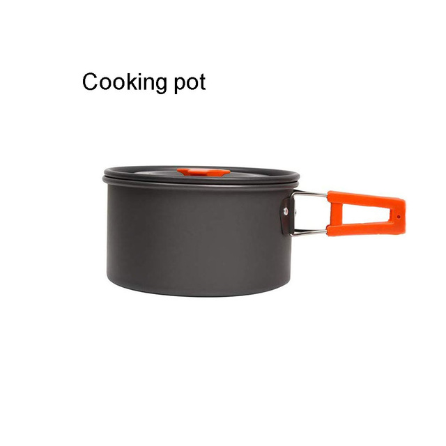 Sustainable 8Pcs Camping Cookware Mess Kit Portable Picnic Pot Pan