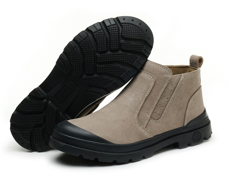 Midsole Kevlar Unisex Suede Safety Boots in Khaki for Anti-proof Work