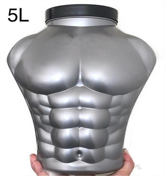 5L Muscle Shaped Pet Plastic Container Shatterproof Protein Powder Storage