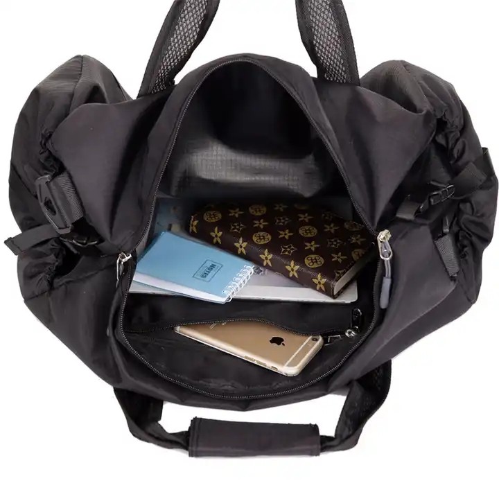Portable Foldable Duffel Overnight Bag Cylinder Wet Dry Gym Sport Crossbody Travel Weekender