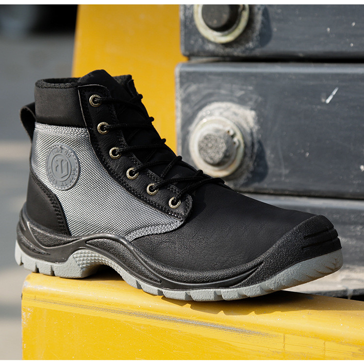 PU Injection Men's Work Boots With Kevlar Midsole And Microfiber Leather Design