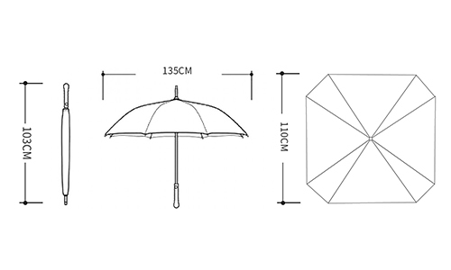 210T Pongee Storm Proof Golf Umbrella 60" Square Windproof Golf Umbrella