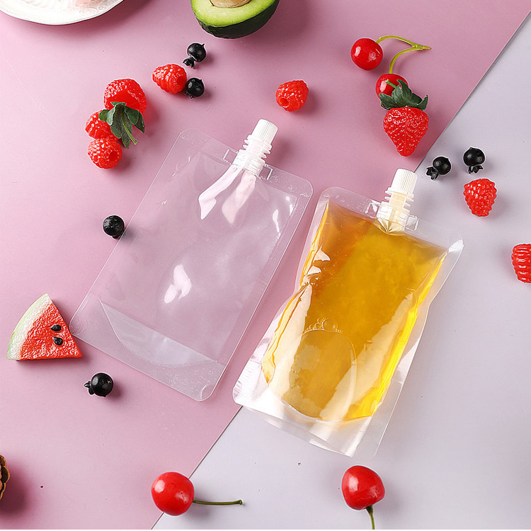 BPA Free Transparent Clear Frozen Drinking Pouch With Spout Disposable Stand Up