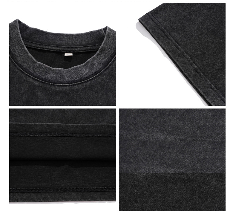 Blank Vintage Men's Clothing 230g Washed 3D Steel Print Casual Short Sleeve T-Shirt