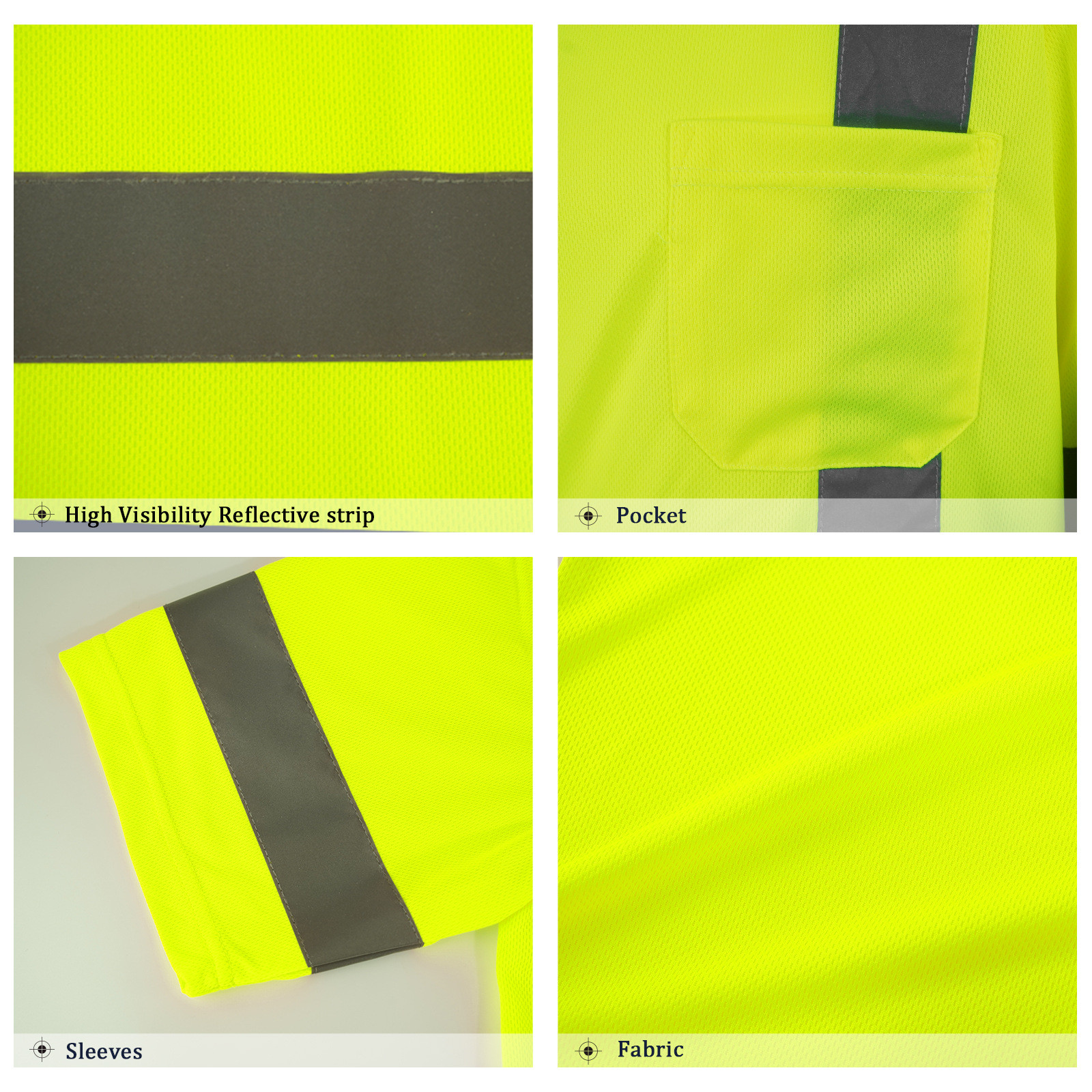 Wholesale Fluorescent Orange O Neck Reflective Safety Mens Custom Logo Sleeve Hi Vis T Shirt