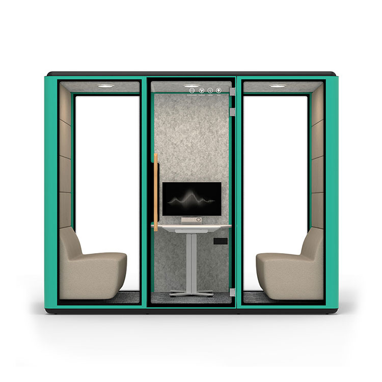 81.6 Inch Green Soundproof Office Pod Phone Booths Acoustic Tempered Glass