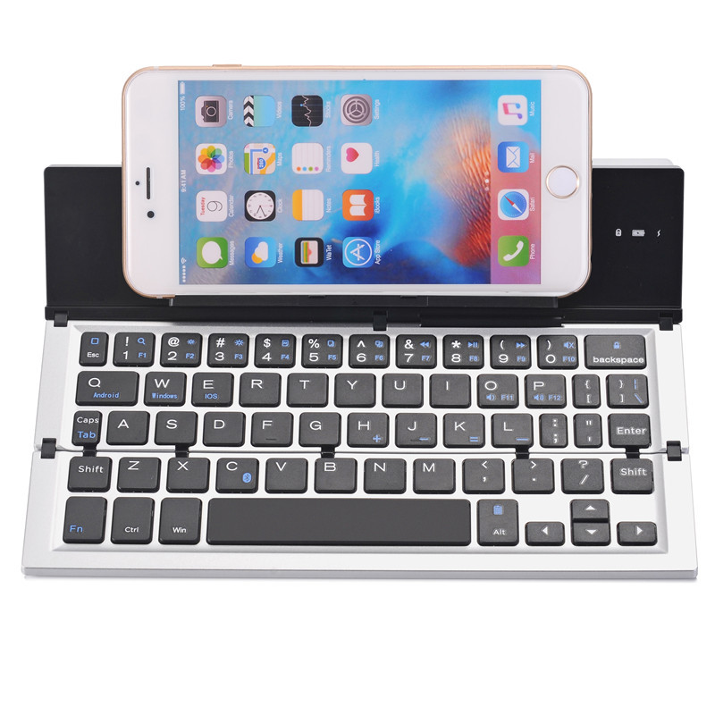 Folding Keyboard Portable Foldable Wireless Bluetooth Keyboard Aluminum Alloy Housing for iPhone,iPad,Tablet,Laptops