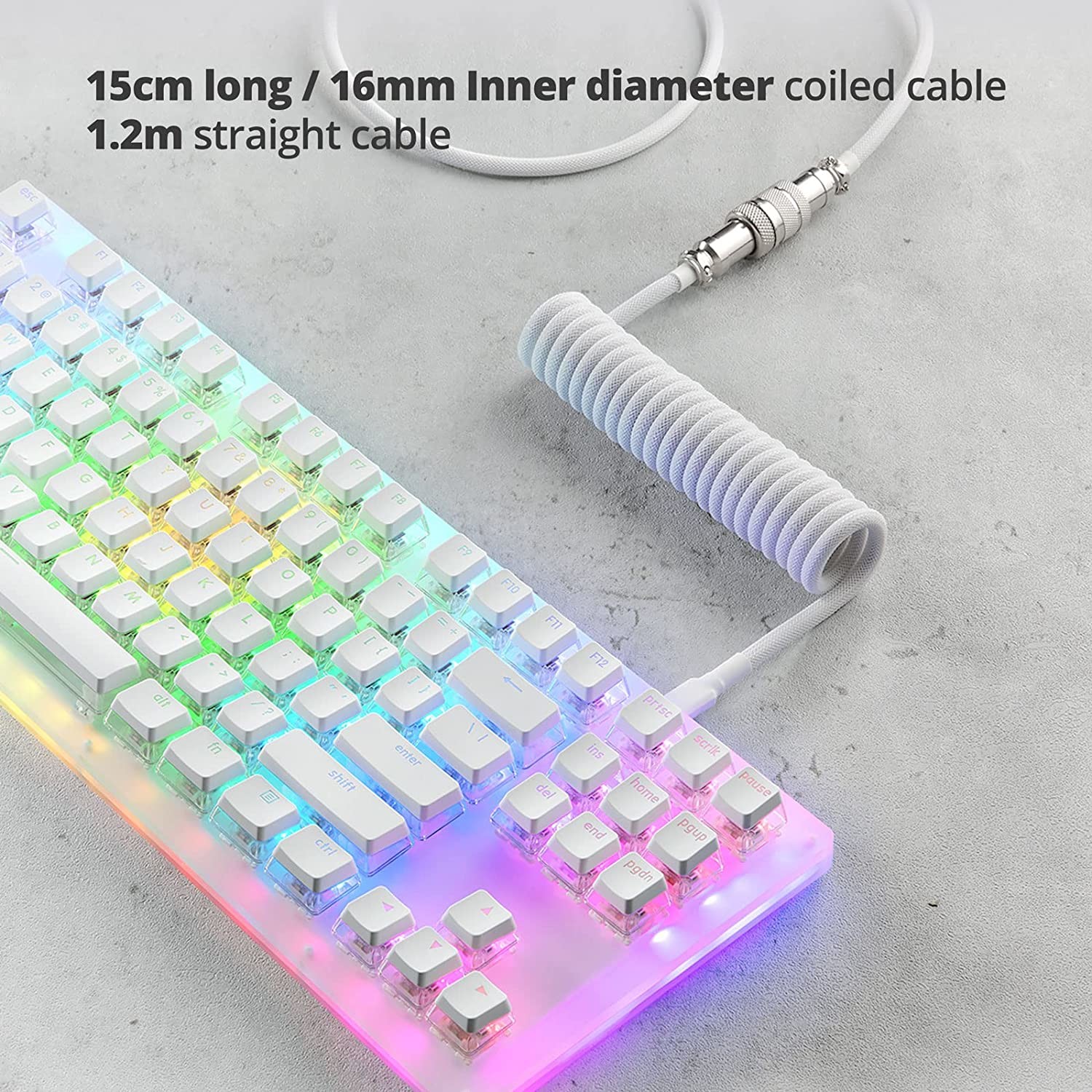 Coiled Nylon USB C To USB A Cable For Gaming Mechanical Keyboard