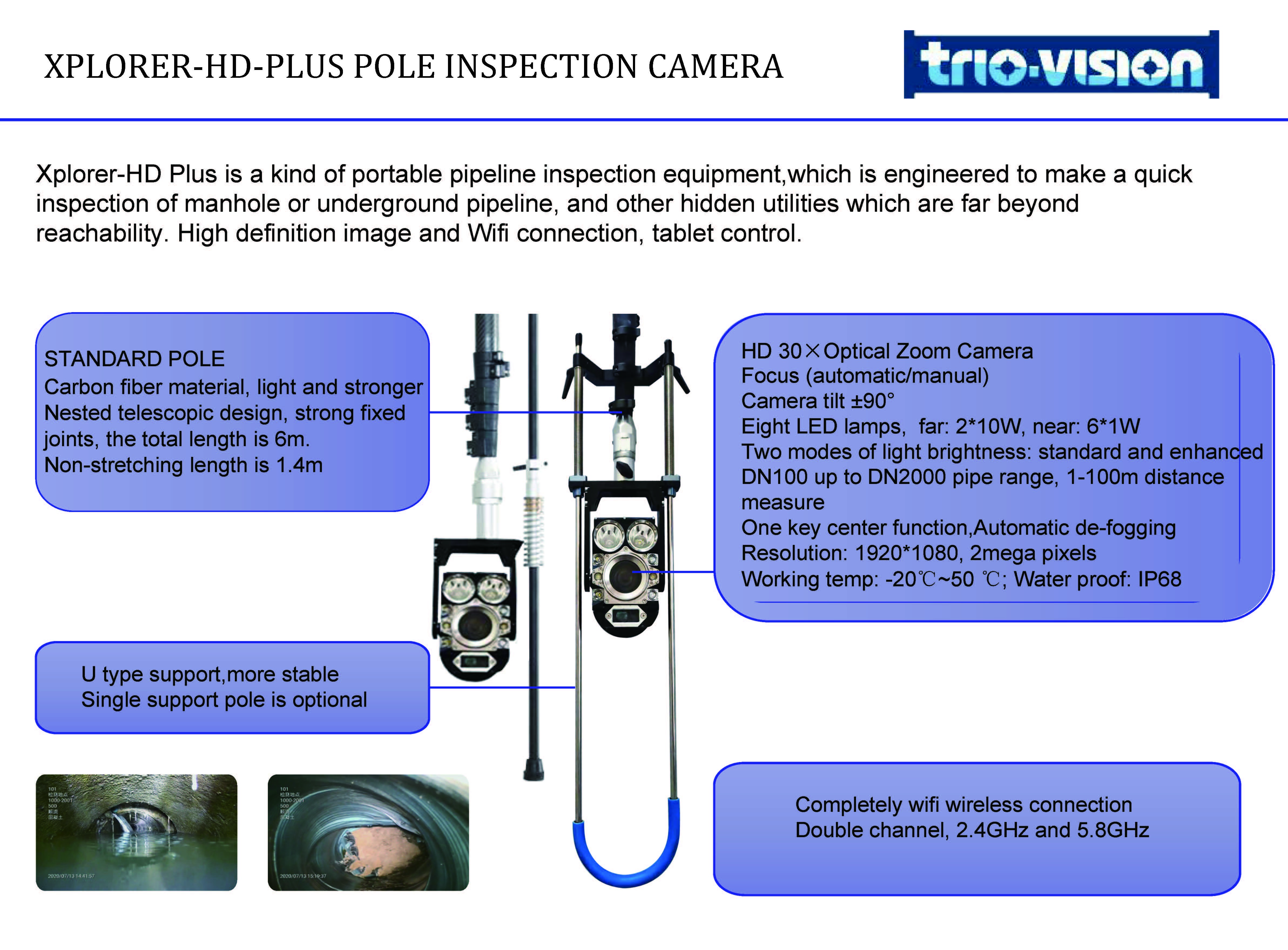 Zooming Sewer / Drain / Main Pipe Inspection Camera Quickview 100-1500mm